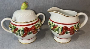 Vintage Waterford Holiday Heirlooms Creamer and Sugar Bowl Set - Picture 1 of 24