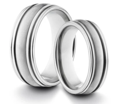 CONJUNTO DE DOS ANILLOS SUYA Y SUYA Titanio Clásico Plata Ajuste Cómodo Alianza de Boda Foto 1 de 3