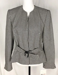 Liz Caliborne Anzugjacke 12 Damen schwarz elfenbein Druckknopfverschluss geometrisch - Bild 1 von 10
