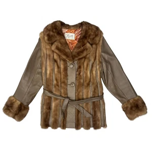 Vintage Rozelle Pelze Damen geschätzte Größe M Echtfell und Leder Mantel Jacke - Bild 1 von 24