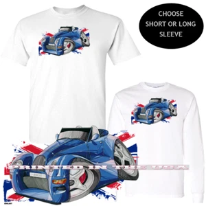 Morgan Exotic Car 2 Seater UK British Flag Koolart / DigiRods Car Art T Shirt - Picture 1 of 5