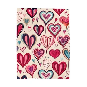 Velveteen Plush Blanket_3 Size_Colorful Line Hearts Pattern(Only Front) - Picture 1 of 25