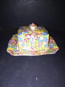 Vintage Royal Winton "Joyce Lynn" Square Covered Butter Dish (1941-50) - Picture 1 of 11