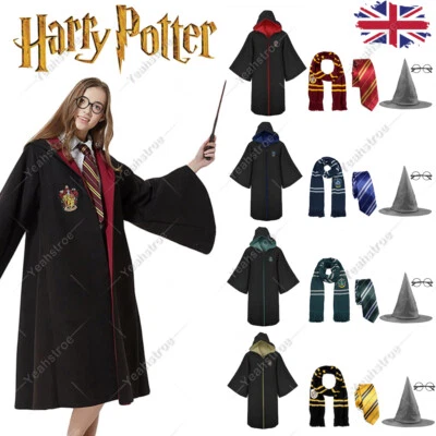 UK Harry Potter Gryffindor Ravenclaw Slytherin Robe Cloak Tie Costume Wand Scarf - Image 1 of 4