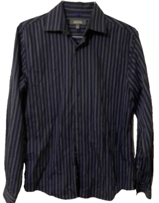 Camisa Kenneth Cole Reaction para hombre talla M con cuello abotonado azul con rayas Foto 1 de 3