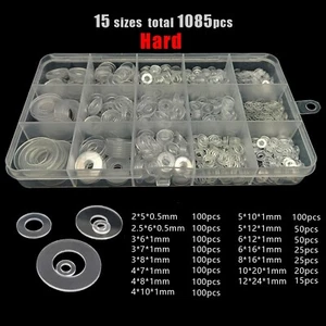415/1085X M2-M12 Kunststoff Transparent Flachscheibe Glatt Isolierung Dichtungssatz Set - Bild 1 von 11