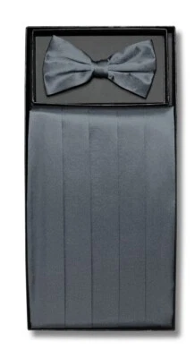 Conjunto de pajarita de seda con fajarita y pajarita color liso para hombre más de 25 colores Foto 1 de 2