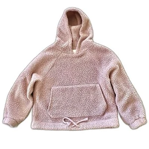American Eagle Hoodie Womens Sm Teddy Sherpa Pale Pink Fuzzy Hooded Sweatshirt - Picture 1 of 6