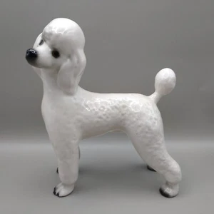 Vintage 1970s Ceramic White Poodle Ornament Figurine Unmarked H16cm W15cm VGC - Picture 1 of 7