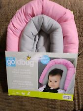on The Goldbug 2-in-1 Infant Head Support Pink Gray Quilted Baby Car Safety