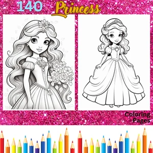140 Prinzessin Malbilder zum ausdrucken °Digital° & POD Erlaubnis (ENr. 39) - Bild 1 von 7