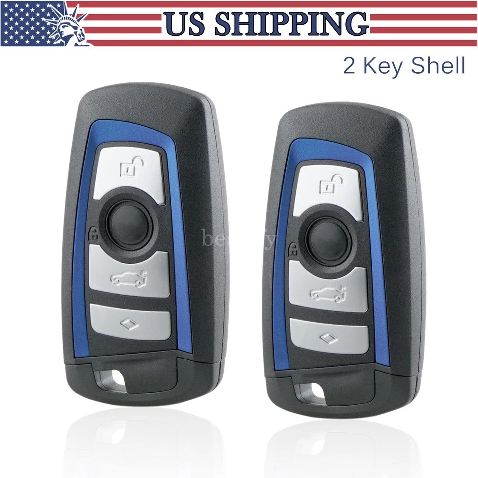 2 para BMW F10 F20 F30 F40 1 3 5 Series 2011-2019 Mando a distancia Llavero Carcasa Azul Foto 1 de 4