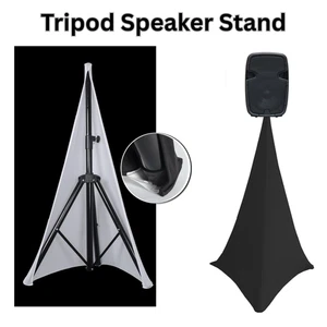 DJ Tripod Speaker Stand Scrim Cover – Stretch Spandex Black/White 1/2/3 Sided - Picture 1 of 19