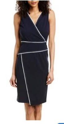 Vestido asimétrico para mujer Donna Karan azul marino talla 2 cremallera trasera Foto 1 de 4