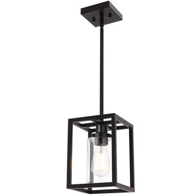 Lámpara colgante individual VINLUZ 1 luz en acabado negro mate, clásica... Foto 1 de 4