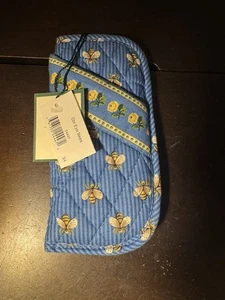 Vera Bradley Bees Soft Eyeglass Case Dbl Eye Bees Blue And Yellow Retired - Picture 1 of 5