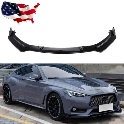 Alerón divisor de labios parachoques delantero negro brillante para Infiniti Q60 JDM 2017-2022 Foto 1 de 4