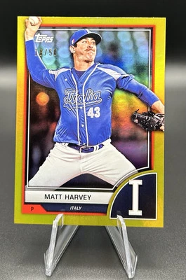 2023 Topps World Baseball Classic Stars Matt Harvey GOLD /50 #25 Italy WBC SP - Image 1 of 2