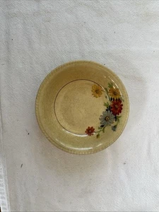 Vtg Sebring Pottery Co. Golden Maize 5.5” Round Serving Bowl Floral Crazed - Picture 1 of 5