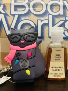 New Bath & Body Works PocketBac Holder Winter Cat With Lights + Sanitizer - Picture 1 of 3