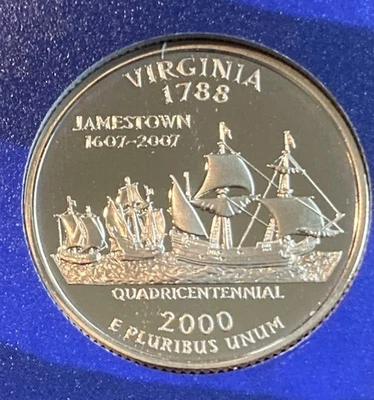 2000-S Virginia Statehood PROOF Quarter 25C Coin from  Proof Set Free Shipping - Image 1 of 2