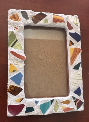 Azulejo de mosaico hecho a mano sobre marco de fotos de madera único artístico Talavera Foto 1 de 4