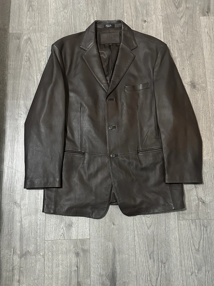 Chaqueta Blazer Abrigo Deportivo Stafford Para Hombre Cuero Suave 3 Botones Talla L Marrón Clásico Foto 1 de 2