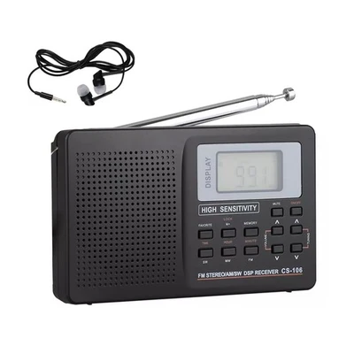 Black Digital Radio LCD Display FM/AM/SW/MW Full Frequency Band Receiver - Image 1 of 4