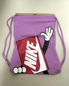 Nike Graphic Logo Canvas Drawstring Backpack gym beach school bag - Picture 1 of 8
