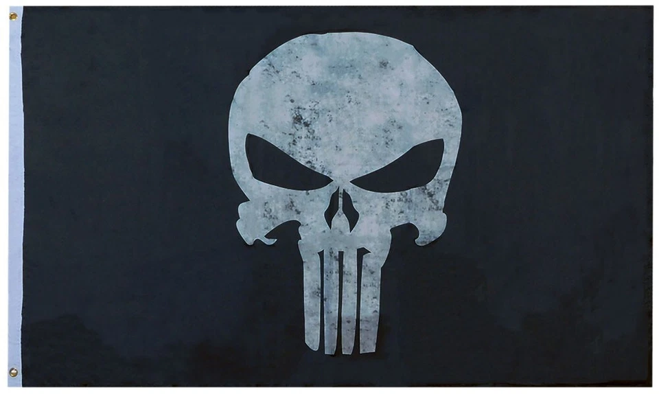 PUNISHER Skull Black Premium Quality 3x5 3'x5' Woven Poly Nylon 68D Flag Banner - Image 1 of 4