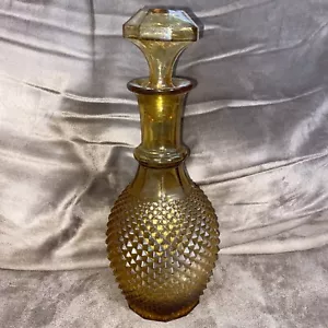 Dark Amber Glass Hobnail Decanter Vintage Barware Stopper 1970s Style - Picture 1 of 18