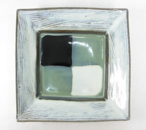 Living National Treasure Shimaoka Tatsuzo - Inlaid Jomon square plate 27cm Japan - Picture 1 of 18
