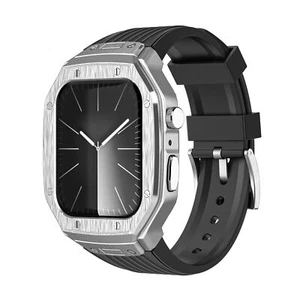 Metal Case TPU Strap for Apple Watch 9 8 7 45mm Mod Kit iWatch 6 5 4 44mm Band - Picture 1 of 19