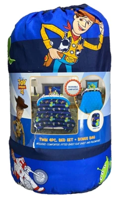 !WOW! Nuevo Juego de edredón y sábanas Disney TOY STORY 4 piezas cama doble en una bolsa Foto 1 de 4