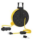 30 Ft Retractable Extension Cord Reel, 16/3 Gauge Black/Yellow--yellow Cord
