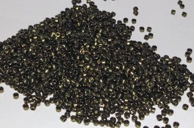 Vintage Round 11/0 Metallic Olive Green Miyuki Shoji DELICAS Seed Beads BB85-47 - Image 1 of 3