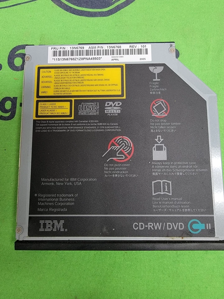 IBM Thinkpad T42  CD-RW DVD-ROM Drive Insert 13N6769 13N6768 - Image 1 of 1
