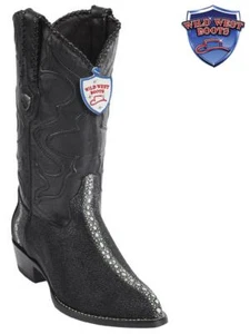BOTA VAQUERA WESTERN WILD WEST NEGRA GENUINA STINGRAY ROWSTONE J-Toe EE 2991105 - Imagen 1 de 2