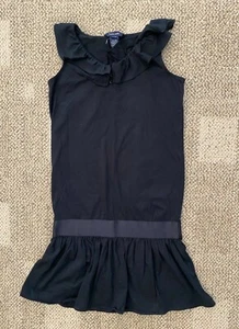 NWOT Girls Ralph Lauren Sleeveless Shift Dress Black Size XL 16 Ruffles at Neck - Picture 1 of 5
