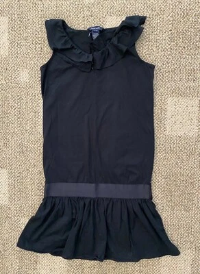 NWOT Girls Ralph Lauren Sleeveless Shift Dress Black Size XL 16 Ruffles at Neck - Image 1 of 4