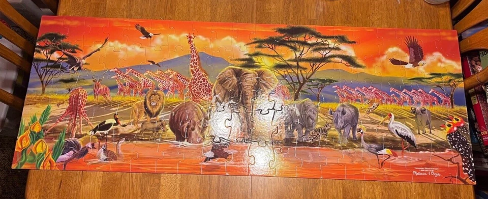 Quebra-cabeça infantil Melissa & Doug, Safari, 100 peças, completo, #2873 - Imagem 1 de 3