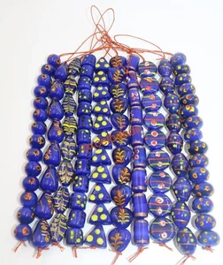 10 Strands Multi Shape Lamp work Glass Beads, Blue beads for jewelry making. - Picture 1 of 2