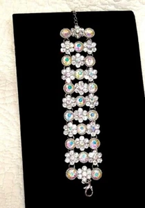 Hermosa pulsera de colección ancha sin firmar AB Aurora Boreal brillante brillante - Imagen 1 de 3