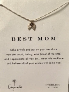 Fashion Necklace Best Mom Angel Wings Heart Charm 18 in Sterling Silver Dogeared - Picture 1 of 2