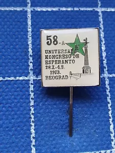 Pin badge ESPERANTO 58th World Congress Belgrade 1973 Yugoslavia - Picture 1 of 2
