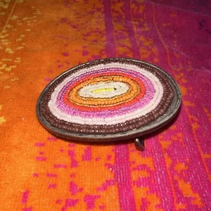 VTG Native American Beadwork Inlay Belt Buckle Handcrafted USA CIRCULAR PATTERN - Picture 1 of 8