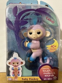 WowWee Fingerlings Candi Baby Monkey Interactive Pet Pink & Blue NIB