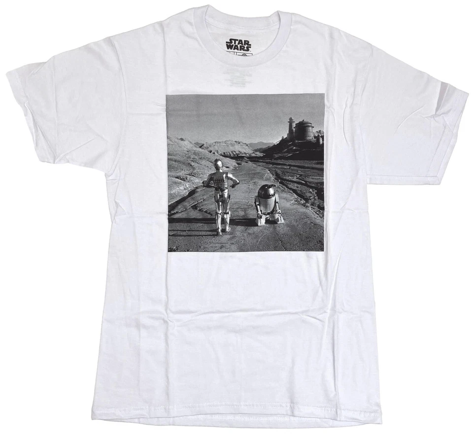 Star Wars C-3PO and R2-D2 Droids Walking Men's White T-Shirt New - Image 1 of 1