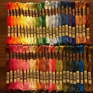 50 Brand New DMC Embroidery Floss Skeins - Beautiful Rainbow of Colors! Set 1 - Picture 1 of 5