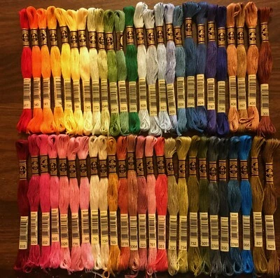 50 Brand New DMC Embroidery Floss Skeins - Beautiful Rainbow of Colors! Set 1 - Image 1 of 4